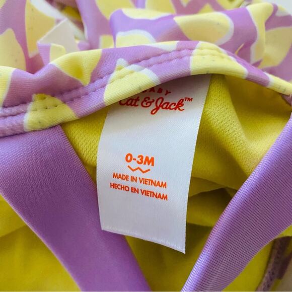 Cat & Jack | Lemon Ruffle Ruched One Piece Swim Suit NWT 0-3 Months - Picture 6 of 6